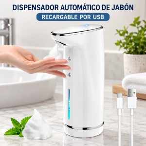 Dispensador automático de jabón con sensor y carga USB para facilitar el uso en casa o en el baño- Por mayoreo