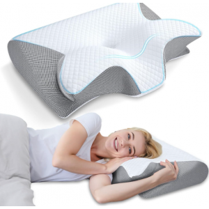 Almohada cervical con diseño contorneado que ayuda a descansar mejor y favorece una postura más adecuada durante el sueño- Por mayoreo 