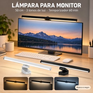 Lámpara para monitor con 3 tonos de luz, brillo regulable y diseño compacto que ayuda a reducir reflejos- Por mayoreo 