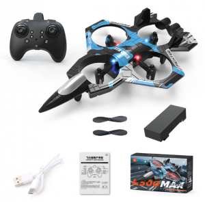 Dron de control remoto con diseño de aeronave. Incluye control, batería y hélices adicionales- Por mayoreo 