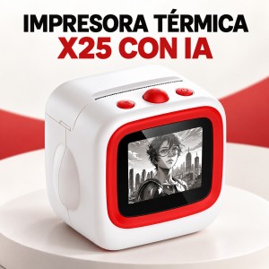 Impresora térmica X25 en blanco y negro, con WiFi 2.4 GHz y creación de imágenes con IA desde la app- Por mayoreo