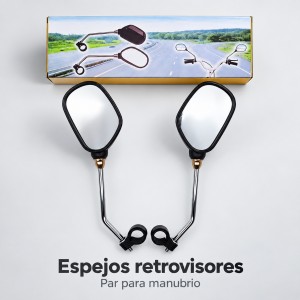 Espejos retrovisor para manubrio. Incluye dos piezas con brazos alargados y abrazaderas de sujeción- por mayoreo