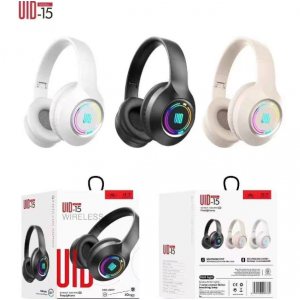 Compra los audífonos UID15 con Bluetooth 5.0, diadema ajustable, batería recargable e iluminación RGB. Ideales para escuchar música y contenido- Por mayoreo 