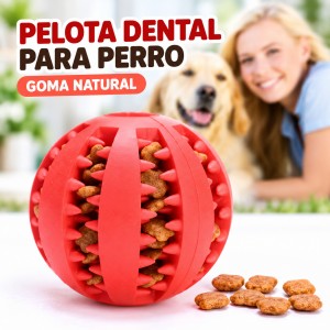 Pelota para perro de goma natural con relieves y ranuras para colocar croquetas o premios- Por mayoreo