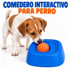 Plato interactivo para perro con pelota texturizada integrada. Un accesorio para la alimentación- Por mayoreo 