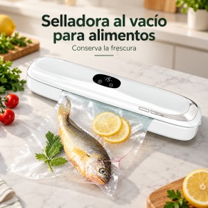 Conserva y empaca alimentos con esta selladora al vacío eléctrica. Incluye cable de alimentación y bolsas para envasado- Por mayoreo 