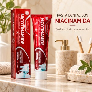 Pasta dental blanqueadora con niacinamida para complementar tu rutina de higiene bucal y cuidado de la sonrisa- Por mayoreo