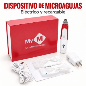 Dispositivo eléctrico de microagujas recargable, presentado con accesorios para complementar tu rutina de cuidado facial- Por mayoreo 