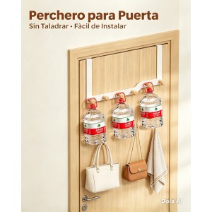 Perchero colgante de cinco ganchos para aprovechar el espacio detrás de la puerta- por mayoreo 