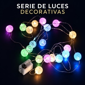 Serie de luces decorativas de 1 metro con esferas de efecto craquelado- Por mayoreo