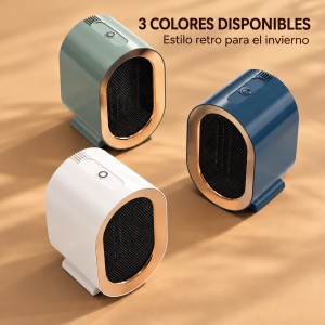 Calefactor eléctrico compacto con diseño moderno y rejilla frontal para espacios interiores- Por mayoreo