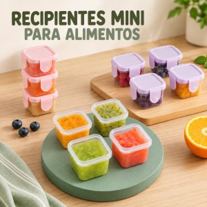 Set de cuatro mini contenedores herméticos para alimentos en colores surtidos- Por mayoreo