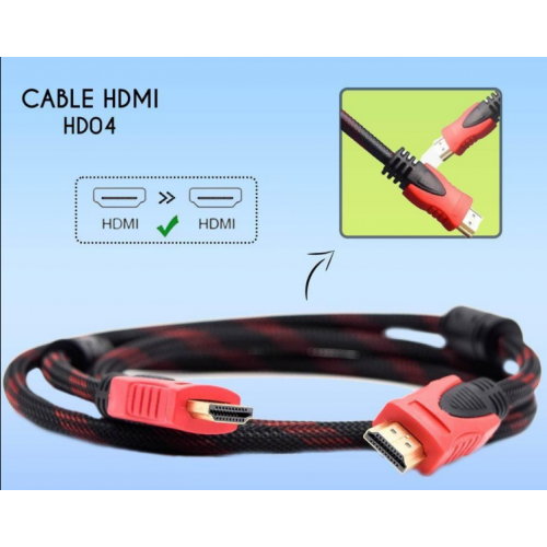 Cable HDMI de color rojo y negro 1.5m HD04