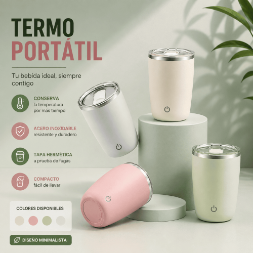 Termo portátil con diseño minimalista, tapa hermética y acabado moderno. Ideal para bebidas frías o calientes en el día a día. Venta por mayoreo Termo portátil con diseño minimalista, tapa hermética y acabado moderno. Ideal para bebidas frías o calientes en el día a día. Venta por mayoreo