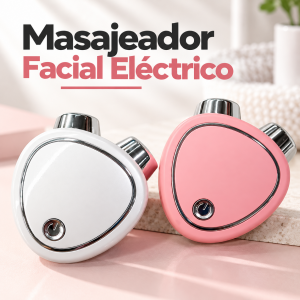 Masajeadores faciales eléctricos por mayoreo. Diseño portátil con cabezales metálicos y botón de encendido. Disponibles en blanco y rosa.