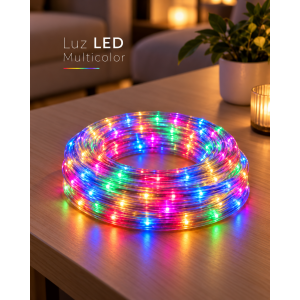 Manguera LED multicolor de 10m con iluminación decorativa, ideal para ambientar interiores, exteriores y espacios para eventos.