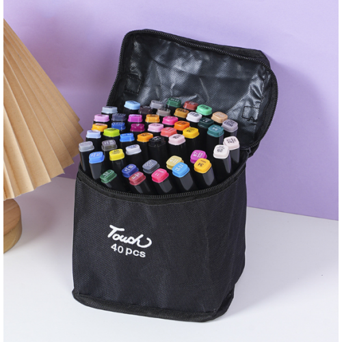 Set de 40 marcadores doble punta de 1 mm y 6 mm con estuche, ideal para dibujo, coloreado, lettering e ilustración- Por mayoreo 