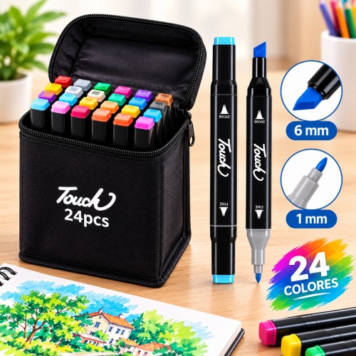 Marcadores 24 Colores con Estuche ¡Ideales para Dibujar!- Por mayoreo Marcadores 24 Colores con Estuche ¡Ideales para Dibujar!- Por mayoreo