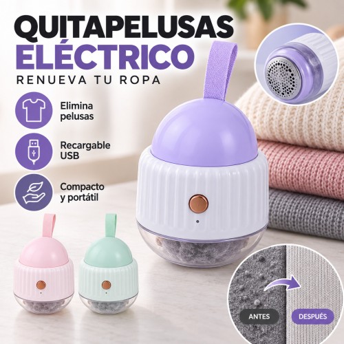 Quitapelusas eléctrico recargable para ropa y telas, compacto, práctico y fácil de usar en casa o de viaje- Por mayoreo 