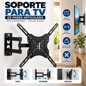Soporte de pared articulado para televisores de 32 a 55 pulgadas con movimiento completo, giro e inclinación- Por mayoreo 