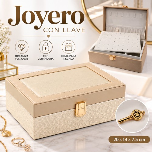 Joyero de 20 x 14 x 7.5 cm con cerradura, ideal para organizar anillos, aretes, collares y accesorios- Por mayoreo Joyero de 20 x 14 x 7.5 cm con cerradura, ideal para organizar anillos, aretes, collares y accesorios- Por mayoreo