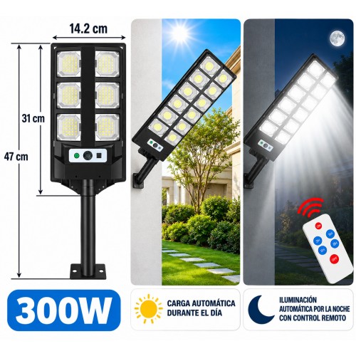 Luz Solar LED para Exteriores 300W 2 en 1 con Panel Integrado, Control Remoto y Encendido Automático del Anochecer al Amanecer - Por mayoreo Luz Solar LED para Exteriores 300W 2 en 1 con Panel Integrado, Control Remoto y Encendido Automático del Anochecer al Amanecer - Por mayoreo