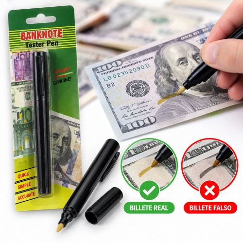 Plumón detector de billetes falsos, práctico y portátil para verificar efectivo rápidamente en comercios y negocios- Por mayoreo Plumón detector de billetes falsos, práctico y portátil para verificar efectivo rápidamente en comercios y negocios- Por mayoreo