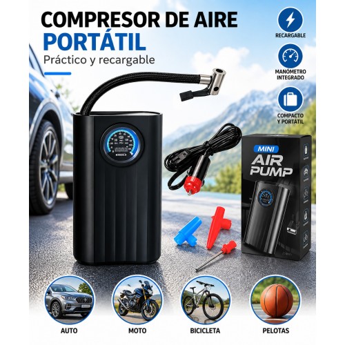 Compresor de Aire Compacto para Auto, Moto y Bicicleta-  por Mayoreo