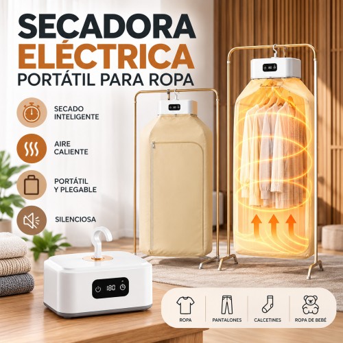 Secadora Eléctrica Portátil para Ropa con Temporizador Inteligente de 180 Minutos- Por mayoreo 