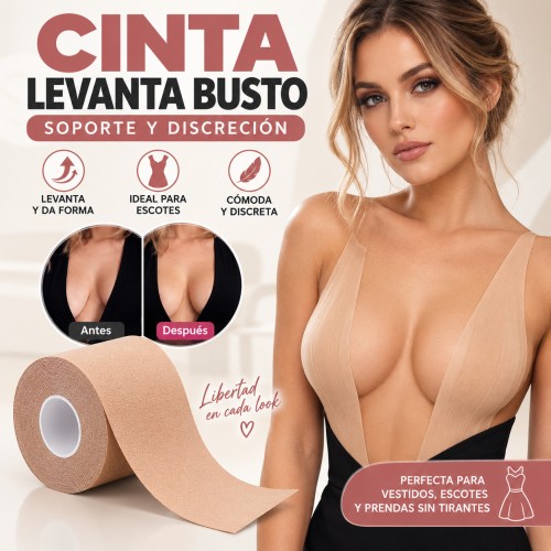 Cinta levantadora de busto en rollo, práctica para usar con vestidos, escotes y prendas sin tirantes- Por mayoreo 