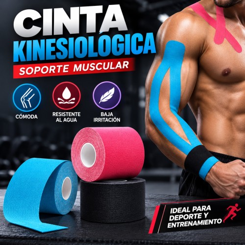 Cinta kinesiológica deportiva de 5 cm, flexible y práctica para soporte muscular durante entrenamiento y actividad física- Por mayoreo