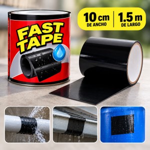 Fast Tape de 10 cm x 1.5 m, cinta selladora práctica para tapar pequeñas fugas y realizar reparaciones rápidas- Por mayoreo 