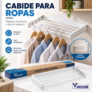 Tendedero metálico ajustable de 5 tubos, con medidas aproximadas de 80 × 10.5 cm. Práctico para organizar y secar ropa- Por mayoreo