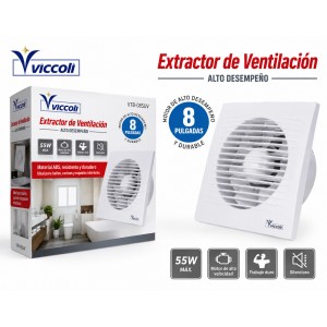 Extractor de aire de 8 pulgadas y 55W, ideal para ventilar baños, cocinas y eliminar humo y malos olores- por mayoreo 