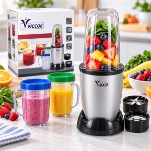 Licuadora personal de 12 piezas con vasos y accesorios, ideal para preparar jugos, licuados y smoothies - Por mayoreo 