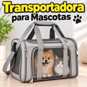 Transportadora portátil para perros y gatos con malla ventilada, asas resistentes y diseño cómodo para viajes y traslados- Por mayoreo 
