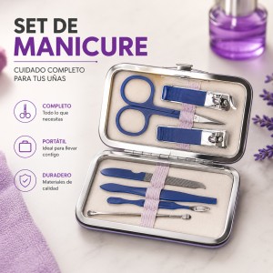 Set de manicure compacto en estuche con herramientas básicas para el cuidado de uñas- Por mayoreo 