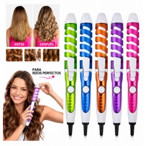Rizador de cabello en espiral con recubrimiento cerámico, ideal para crear rizos definidos de forma práctica- por mayoreo 