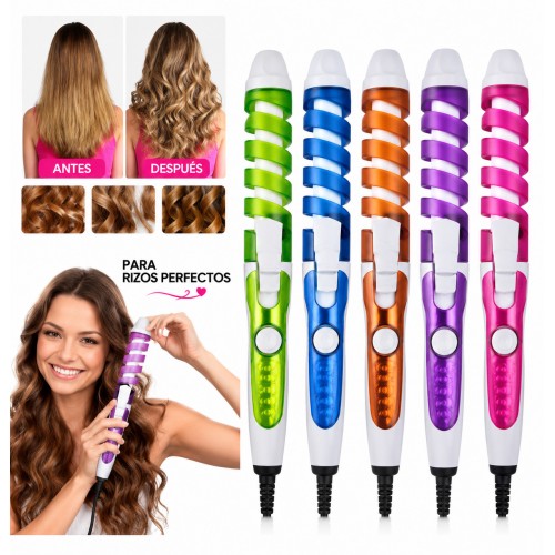 Rizador de cabello en espiral con recubrimiento cerámico, ideal para crear rizos definidos de forma práctica- por mayoreo 