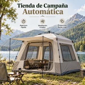 Tienda de campaña  de 210 x 210 x 140 cm, amplia y práctica para camping y actividades al aire libre.- Por mayoreo 