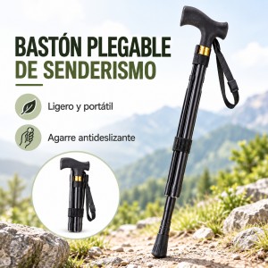 Bastón plegable y ligero para senderismo, diseñado para facilitar el transporte y brindar mayor estabilidad en tus caminatas que se guarda en 26 cm- Por mayoreo 