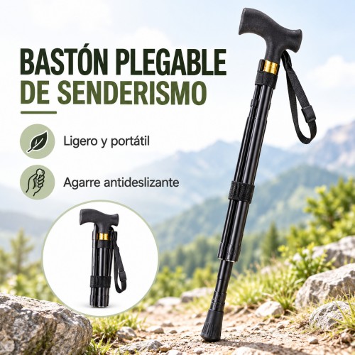 Bastón plegable y ligero para senderismo, diseñado para facilitar el transporte y brindar mayor estabilidad en tus caminatas que se guarda en 26 cm- Por mayoreo 
