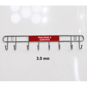 Perchero Metálico de 8 Ganchos Resistente para Pared Organizador Multiusos de Cocina, Baño y Hogar- Por mayoreo 