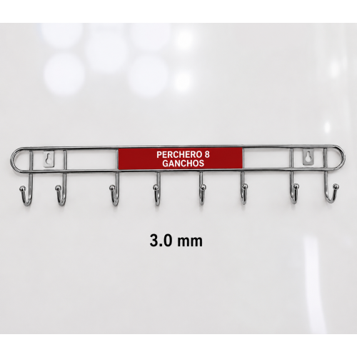 Perchero Metálico de 8 Ganchos Resistente para Pared Organizador Multiusos de Cocina, Baño y Hogar- Por mayoreo Perchero Metálico de 8 Ganchos Resistente para Pared Organizador Multiusos de Cocina, Baño y Hogar- Por mayoreo