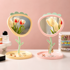 Espejo de maquillaje con diseño bonito, ideal para tocador, recámara, escritorio o rutina diaria de belleza- Por mayoreo 