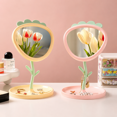 Espejo de maquillaje con diseño bonito, ideal para tocador - Por mayoreo 