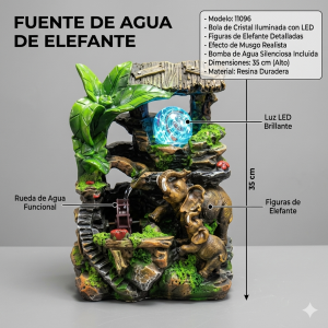 Fuente decorativa de agua con luz LED y diseño estilo natural, ideal para sala, oficina- Por Mayoreo 11096