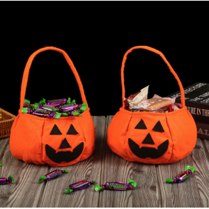 Bolsa de calabaza para Halloween de 18 x 14 cm, ideal para dulces, fiestas, disfraces y actividades de truco o trato- Por mayoreo 