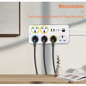 Multicontacto universal de pared con diseño compacto y práctico, ideal para conectar varios dispositivos al mismo tiempo- Por Mayoreo 13952-4