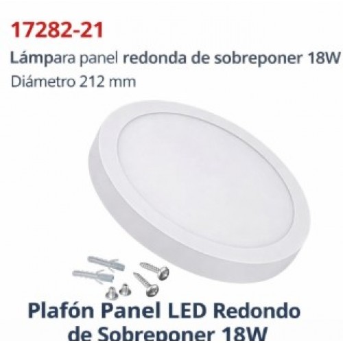 Plafón panel LED redondo de sobreponer 18W con diseño moderno y excelente iluminación.  Por Mayoreo 17282-21